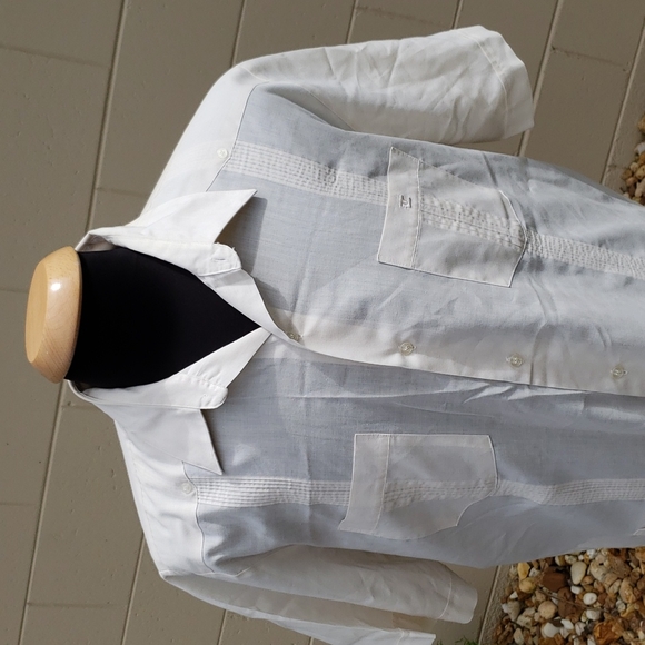 RARE VTG Ted Lapidus Paris Ivory Guayabera Pocket Shirt Mens XL Cuban Summer - Picture 4 of 10